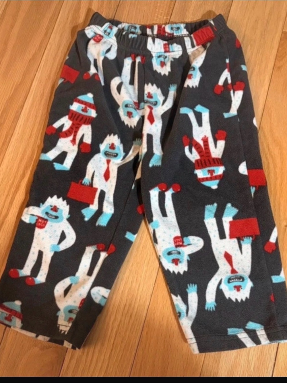 Carter's Charcoal Fleece Yeti Print Pajama Pants with Red & Blue Accents
